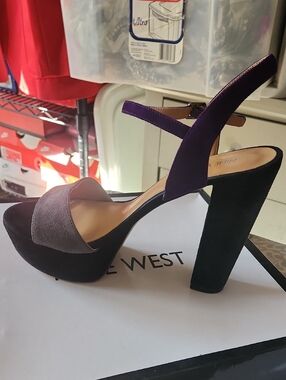 Nine West Purple Suede Platform Block Heels